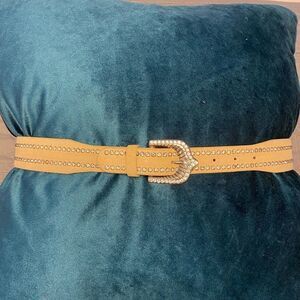 Dismero crystal detailed genuine leather belt, L 38,5 inch, made in Italy 🇮🇹
